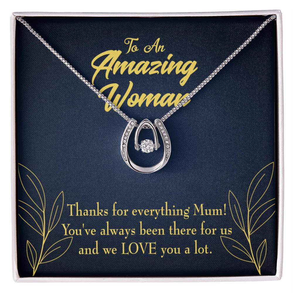 Mum We Love You Lucky Horseshoe Necklace Standard Box